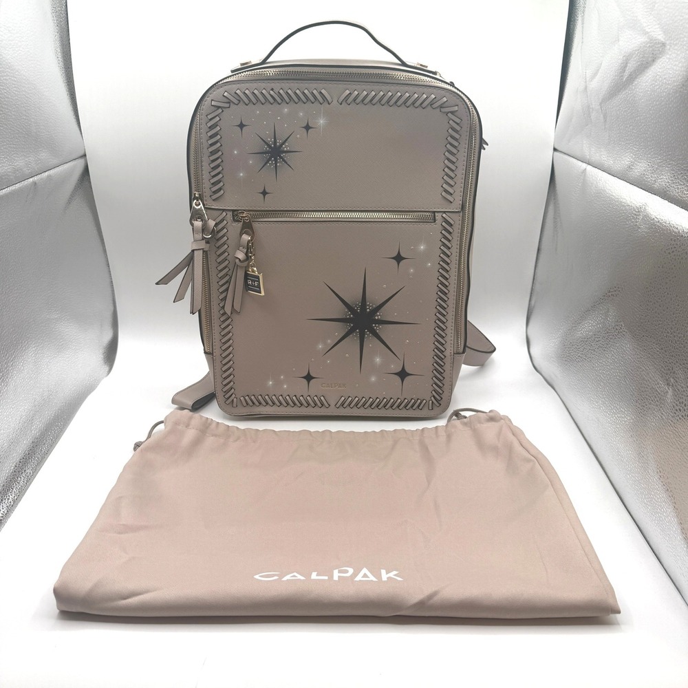 Calpak Kaya Laptop Backpack Women OS Beige Starburst Celestial Rodan Fields NWOT